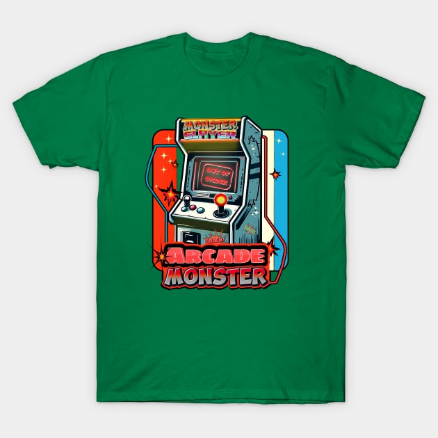 Monster Slayer - Retro Arcade Station "Out of Order" T-Shirt by Invad3rDiz